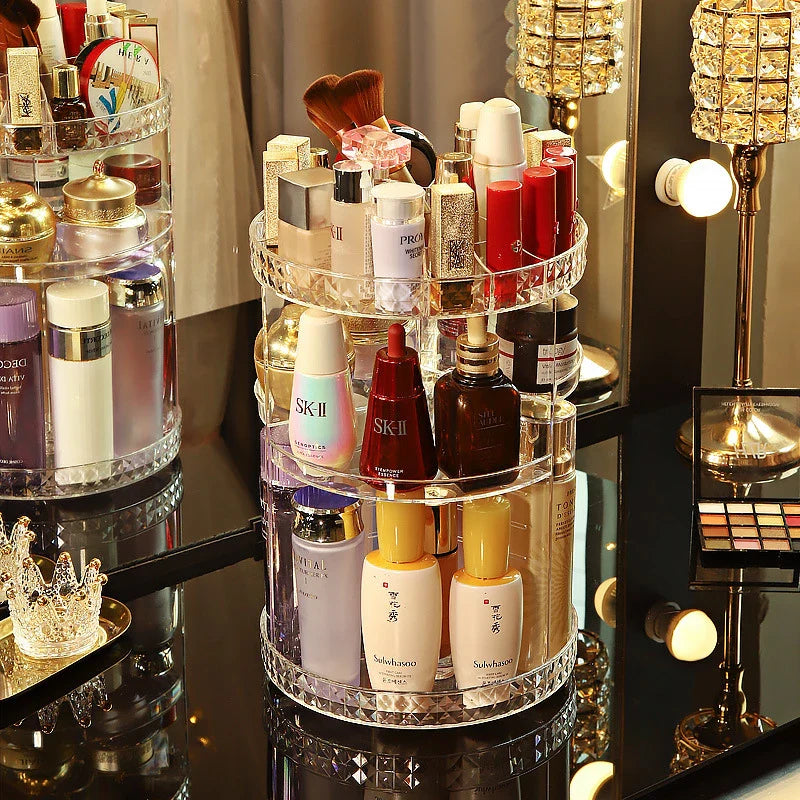 360 Degree Rotating Rack, Lipstick Skin Care Product, Acrylic Cosmetic Storage Box