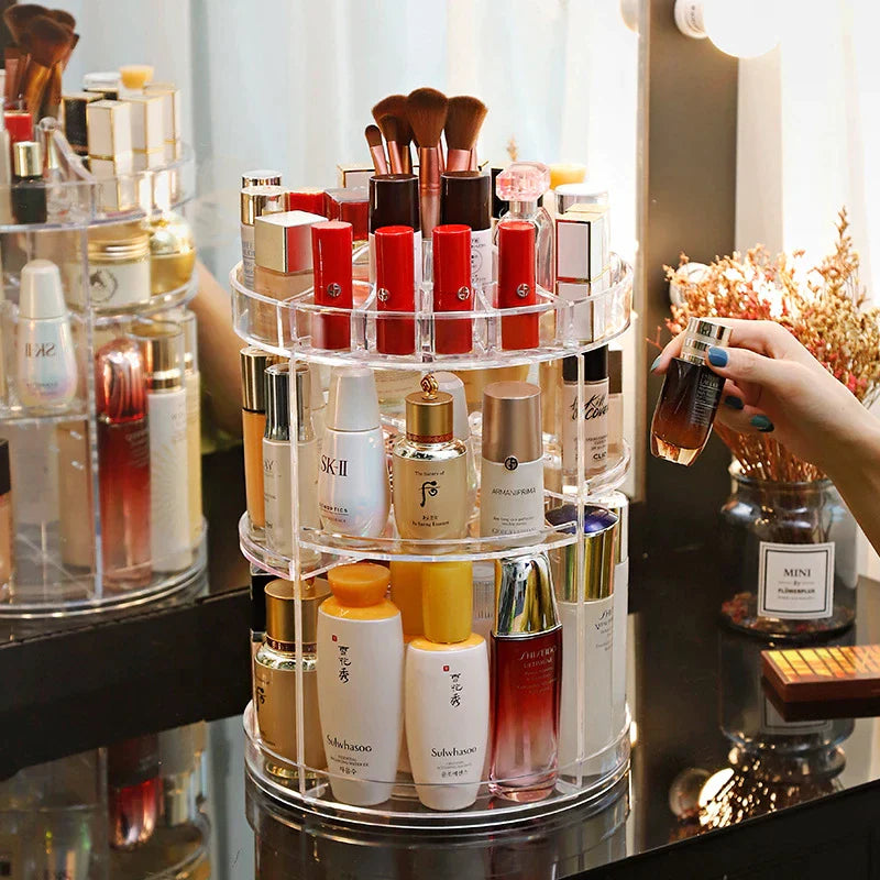 360 Degree Rotating Rack, Lipstick Skin Care Product, Acrylic Cosmetic Storage Box