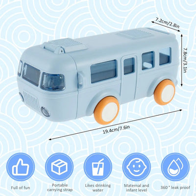 Unique Bus Shape Water Bottle With Straw - 600 ML