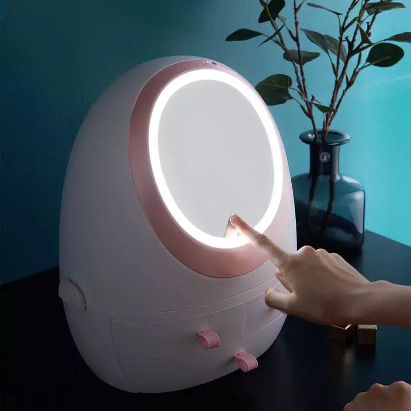 Cosmetic And Makeup Organizer Box with Mirror LED Light