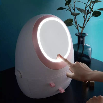 Cosmetic And Makeup Organizer Box with Mirror LED Light