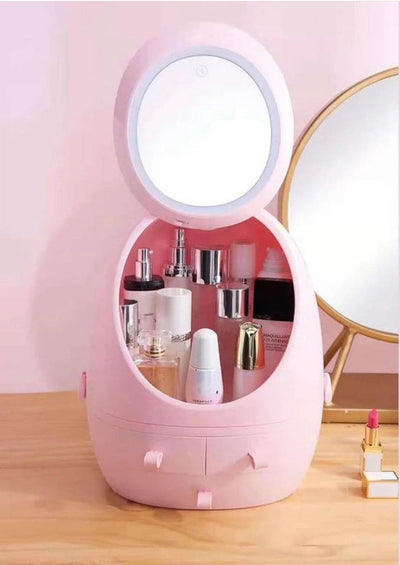 Cosmetic And Makeup Organizer Box with Mirror LED Light