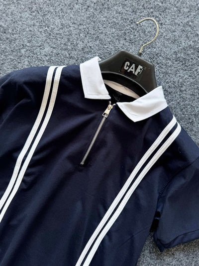 Stripe Zipped Polo