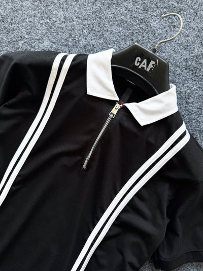 Stripe Zipped Polo