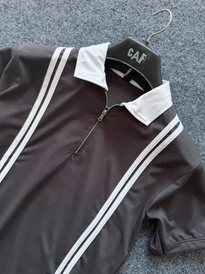 Stripe Zipped Polo